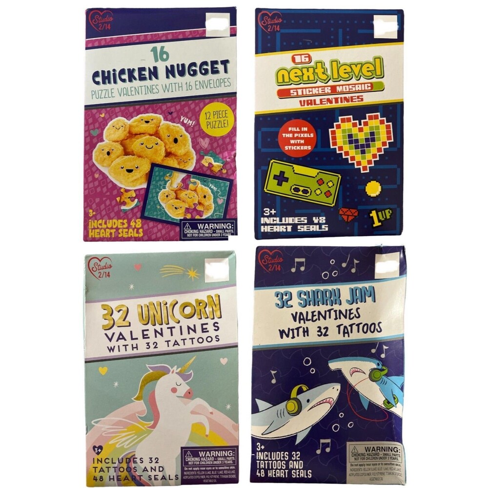 Set of 4 Valentines w/ Tattoos | Studio 2/14 Puzzle Valentines Series